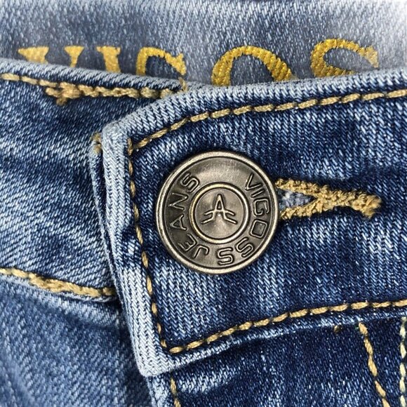 Vigoss Jean Shorts Girls Sz 16 Raw Hem Embroidered Denim 4" Inseam - Picture 6 of 9